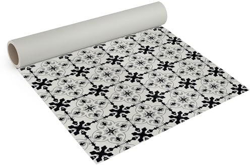 Internethandel Pfordt CV Bodenbelag Retro Fliese Cabon, 400x200 cm, pflegeleichter PVC Vinylboden in Holzoptik, Meterware für Küche und Wohnzimmer
