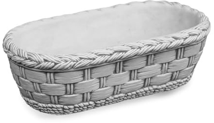 gartendekoparadies.de dekorative Blumenschale in Korboptik, 42 x 22 x 14 cm, Pflanzschale aus Steinguss, ca. 5 Liter, grau, frostfest