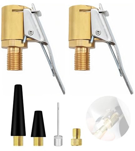 Multifunktionell ventil-adapter, 6 stycken, innehåller 2 bilventilsadaptrar, 2 bilventilspakkontakter, 2 kulnålar, adapter kompatibel med Bosch EasyPump, ventiladapter, bollnål och luftpumpstillbehör