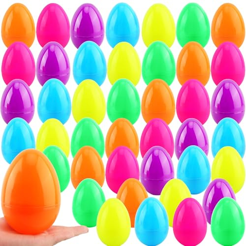 Haconba 42 Pack 5 Inch Fillable Easter Eggs Colorful Large Plastic Empty Eggs Bulk for Egg Hunt Basket Stuffers Classroom Rewards Easter Party Favors, 6 Colors