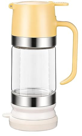 Dispensador de miel de vidrio, vertedor de a prueba de de 300 ml, tarro de almacenamiento de líquido de borosilicato alto, botella dispensadora de prensa de alimenticio, recipiente