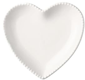 DUNSBY Piattino Portagioie Gioielli in ceramica artigianale Piatto a forma di cuore Cuore Snack Casalingo Torta Frutta Pesca(White love plate)