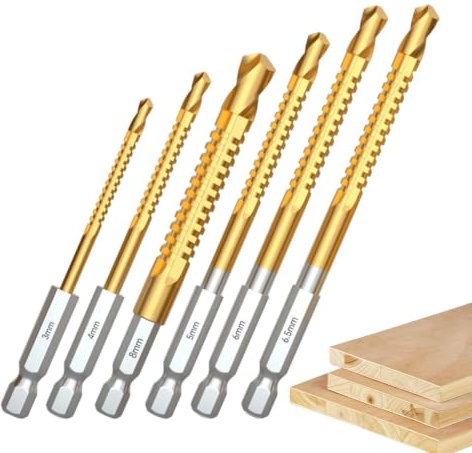 Set Di Punte Elicoidali Gambo Esagonale Alta Velocità 6 Pezzi 3-8 mm