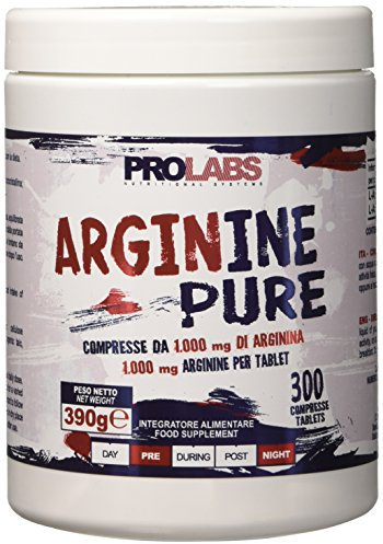 PROLABS ARGININE PURE - 300 compresse da 1000 mg - 100% arginina di origine vegetale da fermentazione - Massima purezza - Ossido Nitrico - Supporto GH - Vegan