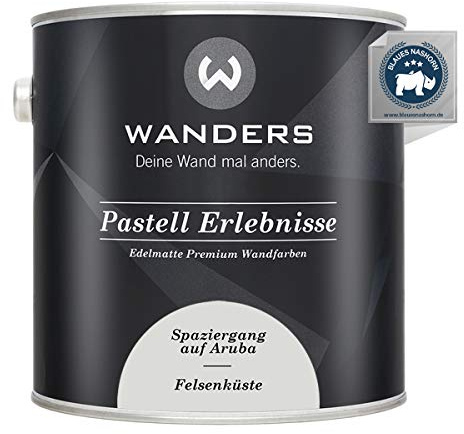 Wanders Pastell Erlebnisse 2,5L - Felsenküste/Helles Grau - Edelmatte Wandfarbe! Küchenmöbellack und Möbelfarbe. Kreidefarbe für Holz & mehr. Hohe Deckkraft, schnell trocknend