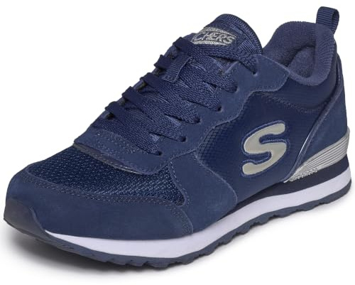 Skechers Femme Retros-og 85-goldn Gurl Baskets, Bleu Navy Suede Mesh Nylon Silver Trim Nvy, 40 EU