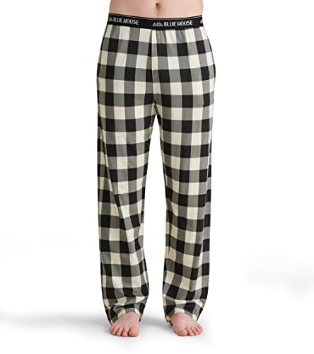 Hatley Herren Jersey Pyjama Pants Pyjamaunterteil, Cremefarbenes Plaid, L