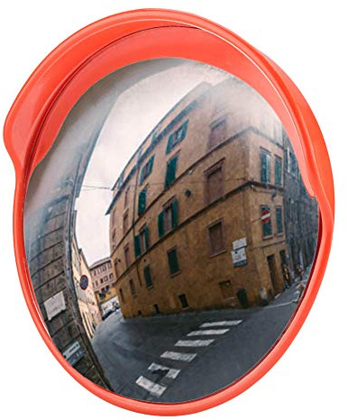 Verkehrsspiegel 45 cm, Konvexer Verkehrssicherheitsspiegel für Einfahrten, Lagerhallen, Garagen und Büros, orange