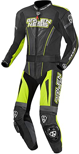 Arlen Ness Edge 2-Teiler Motorrad Lederkombi, schwarz/grau/gelb, 52 | Leder