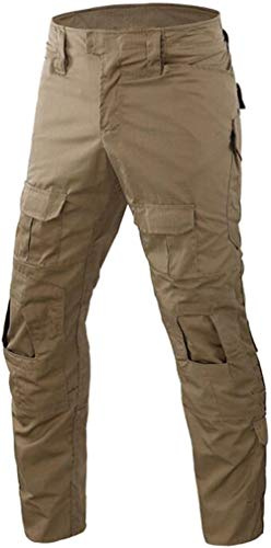 Feng Pantalones Militares tácticos de Camuflaje para Hombre, Pantalones de Camuflaje Adventure, Pantalones de Exterior, Multibolsillos, Transpirables Pantalones de Caza, Hombre, Caqui, 30