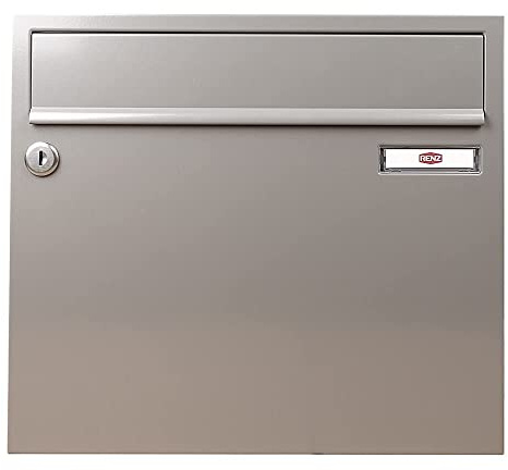 RENZ Briefkasten Classic 17 Liter - 370 mm x 330 mm x 145 mm - Einwurf 335 mm x 33 mm für Format C4 - Graualuminium (RAL 9007) - 17-1-18516
