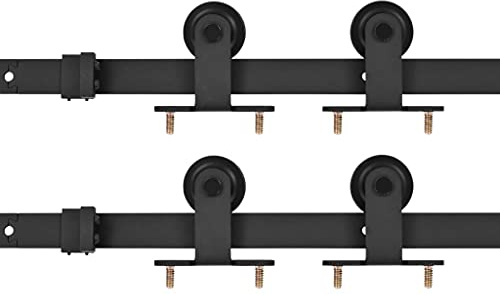 vidaXL Schiebetür-Beschlagsätze 2 Stk. 200 cm Stahl Schwarz