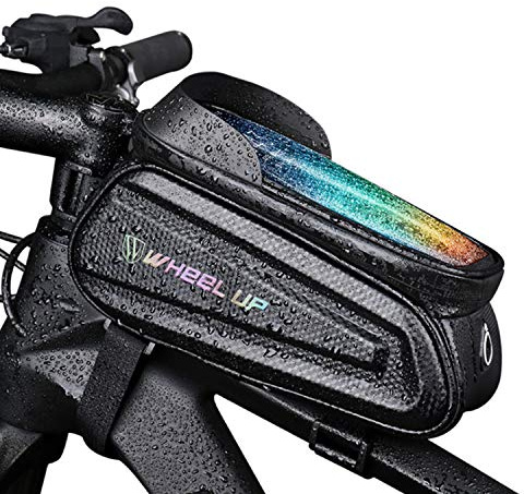 GFFG 7 Zoll Fahrrad Rahmentasche Lenkertasche Wasserdicht Handytasche für Smartphone bis mit Sensitivem Touchscreen für Montainbikes, Rennrad, Ebikes