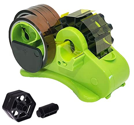 SHDSL Green Multi-Roll Heat Tape Dispenser Sublimation 1 and 3 Core Double Reel Cores Sublimation for Heat Transfer Tape, Semi-Automatic Tape Dispenser with Compartment Slots
