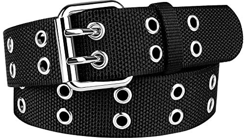Drizzte Nietengürtel Gürtel Übergröße 110-170cm Stoffgürtel Unisex Schwarz Gürtel Damen und Herren