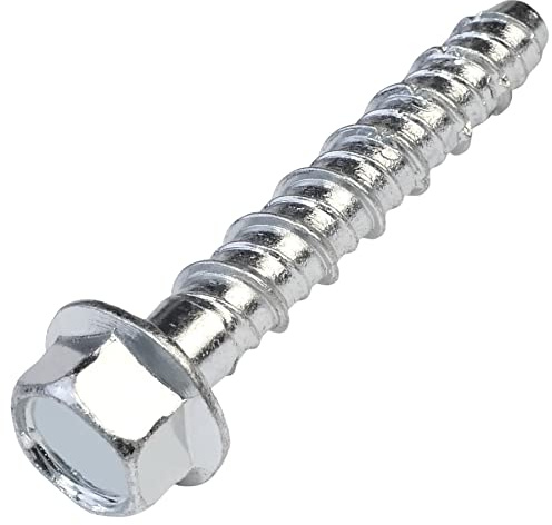 AERZETIX - C57356 - Set med 10 Hexagonal Betongskruvar med fläns 7,8 x 45 mm - Direkt fastsättning utan plugg - för 6-sidig skiftnyckel 10mm - i stål - renovering konstruktion