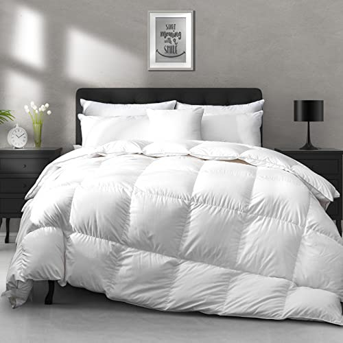 APSMILE All Season Down Feather Fibers Comforter Oversized King Size - Ultra-Soft High Fill-Power Hotel Collection Duvet Insert, Cloud Fluffy Medium Warm Quilt Comforter(120x98, White)