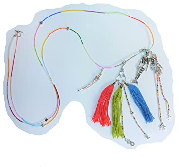SSH-Design - extra lange Kette Bettelkette HIPPIE BOHO IBIZA PEACE - SKELETT - bunt -