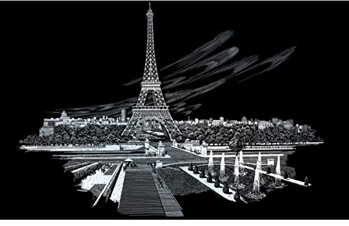 Pracht Creatives Hobby Royal & Langnickel - Image à gratter Tour Eiffel, Argent, Images à gratter pour Enfants et Adultes, avec Stylo à gratter et modèle