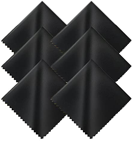 laeeyin 6pcs Microfiber Glasses Cleaning Cloths - Screen Cleaner for Glasses, Screens, Tablets (15 x 18 cm) (Black)