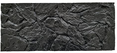 PLASTIKO - Aquarium Hintergrund 3D I Rückwänd 100x50 cm I Leicht zu Montieren und Reinigen I Keine Verklebung Erforderlich I Sicher für Tiere I Schwarz mit einem Muster aus Niedrigen Steinen