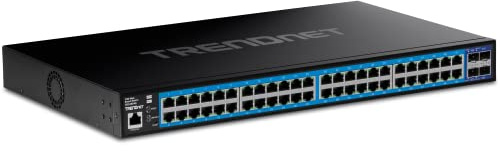 TRENDnet TEG-3524S 52-Port-Gigabit-Web-Smart-Switch mit 10G SFP+-Ports, 48 x Gigabit-Ports, 4 x 10G SFP+-Ports, Netzwerk-Ethernet-Switch | 48 x Gigabit-Ports, 4 x 10G SFP+ Ports, Netzwerk-Ethernet-Switch, lebenslanger Schutz, Schwarz