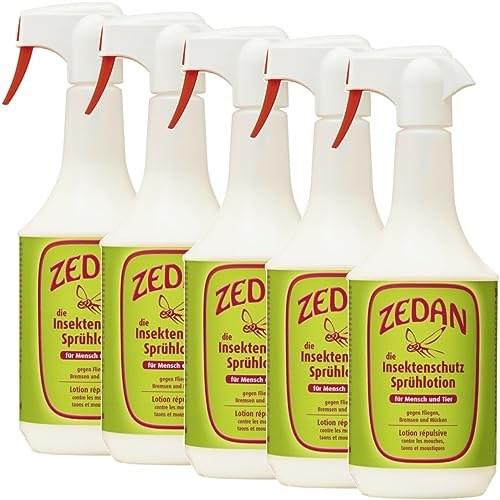 RL24 Zedan SP - Insektenschutz Sprühlotion | gegen Bremsen, Fliegen & Mücken | Fliegenspray Pferd & Reiter | Fliegenschutz mit Geraniol & Zedernholzöl | 5 x 1000 ml Spray (5er Set)