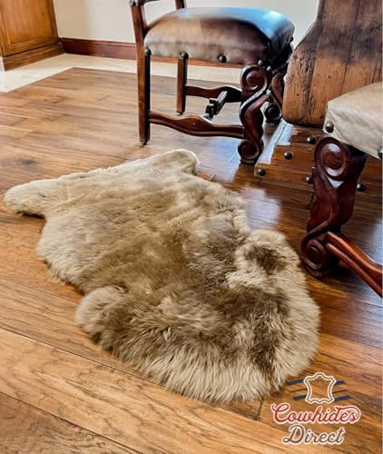 Cowhides Direct Authentic Sheepskin Rug - Taupe Fur Rug for Bedrooms, Chair Throws & More - Fluffy & Soft New Zealand Sheepskin Rugs (2’x3’)