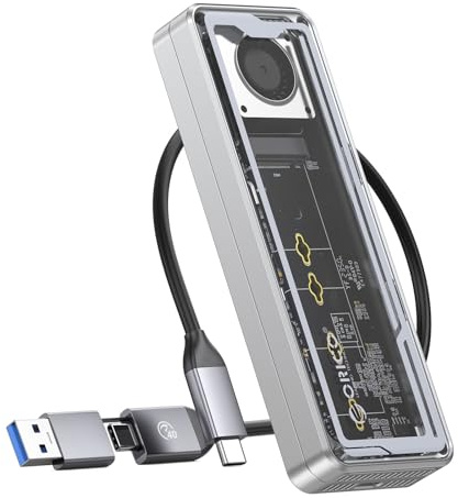 ORICO Adaptador de Carcasa SSD M.2 NVMe de 40 Gbps, Ventilador Integrado M.2, Carcasa Externa para M-Key SSD 2230/2242/2260/2280, Soporta hasta 8 TB, Compatible con Thunderbolt 3/4 USB4