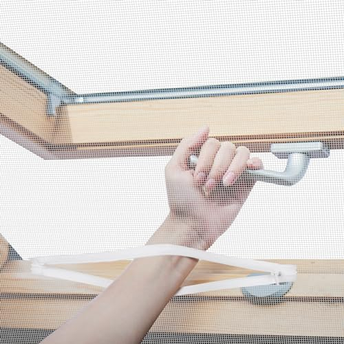 Flintronic Zanzariera Finestra per Lucernario per Tetto, 130 x 150 cm Rete Autoadesiva per Finestra, Zanzariera Regolabile con zip, Resiste ai Raggi UV Anti Zanzare Insetti Tende per Finestre(Bianco)