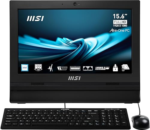 MSI Pro AP162T - PC Todo en uno con Pantalla táctil FHD de 15.6 Pulgadas: Intel Celeron N100, 4 GB DDR4, SSD NVMe M.2 de 128 GB, WiFi, Bluetooth, Windows 11 Pro: ADL-020US
