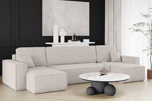 Fun Möbel Wohnlandschaft Schlafsofa Sofa Maris in Stoff Poso (Altweiß)