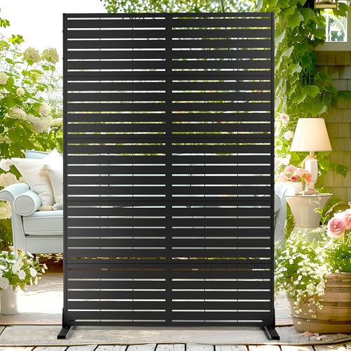 183 cm H x 111 cm B Metall-Sichtschutz, freistehend, Outdoor-Sichtschutz und -paneele für Terrasse, Rasen, Deck, Outdoor-Sichtschutz, dekorativer Sichtschutzzaun (bestehend aus 5 Paneelen)