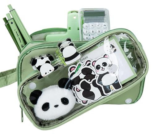 Cartoon-Federmäppchen - süßes Panda-Federmäppchen, Federmäppchen Panda-Tasche mit großem Fassungsvermögen | Abnehmbare Stifttasche, Schulbriefpapierbehälter mit Aufklebern für Radiergummi, Füllfederha