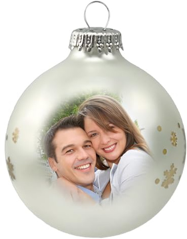 Contento Weihnachtskugel mit Foto, aus Glas, Christbaumkugel personalisiert mit Bild Weihnachtsdeko für Partner und Familie, (silberfarben, 1 STK.)