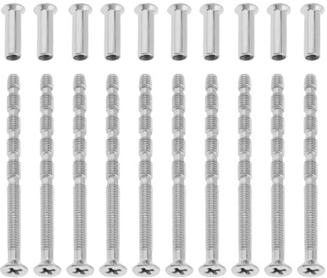 Smgda M4 Door Handle Fixing Screws and Sleeves, 10 Sets Door Handle Bolt Through Fixings 304 Stainless Steel Connecting Screws and Sleeves for Doors Handles Cabinet Drawers Knobs
