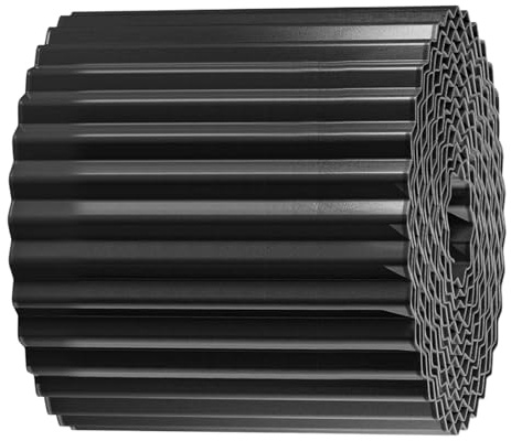 Bordo per recinzione da giardino, in metallo ondulato ad alta resistenza, 1100 x 15 x 0,05 cm, versatile e compatto, robusto bordo per prato, per giardino, cortile e aiuole