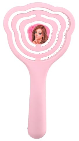 Depesche 13510 TOPModel Beauty and Me Brosse à cheveux, rose, avec tête de brosse en forme d'ours en peluche et détails dorés, peigne rebondissant