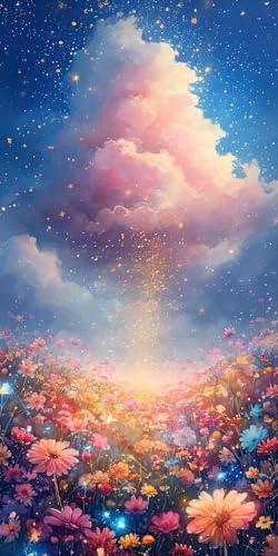 Malen Nach Zahlen Erwachsene Wolke Blumen Malen Nach Zahlen Bild,DIY Set mit Pinseln und Acrylfarben Handgemalt Leinwand, Malen Nach Zahlen Kinder für Basteln Zuhause Mädchen Geschenk 80x160cm s-974