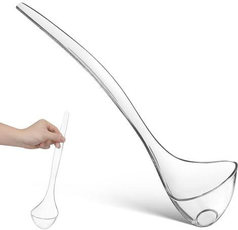 Gatuida Transparente Suppenkelle Kunststoff Groß 33,5cm, Schöpfkelle mit Langem Griff, Ergonomischer Schöpflöffel & Servierlöffel für Suppen Saucen Bowle, Küchenlöffel für Familienessen Party
