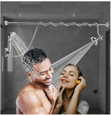 NJDQFA Pommeau De Douche Double,Colonne De Douche Ensemble De Douche Set pour Couples,Système De Douchette Double avec 9 Réglages Douche À Main