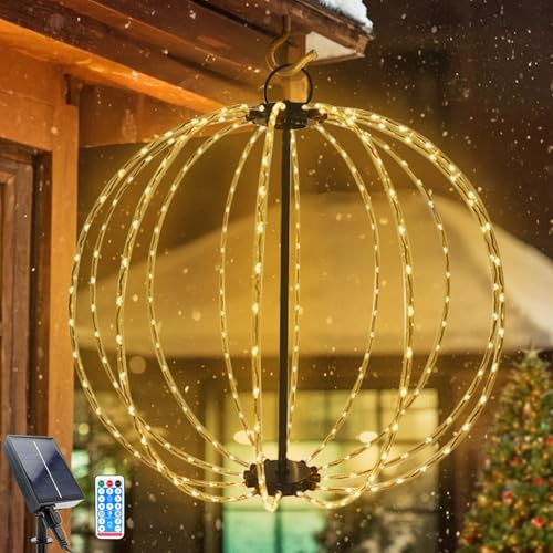 WoskjXas Solar Laterne Hängend, 30cm 8 Modi Laterne Solar Außen, IP65 Wasserdicht Wetterfest 96 LEDs Garten Laternenlicht für Draußen, Hängend Solarleuchten für Terrasse Veranda Balkon Hof [Warm Weiß]