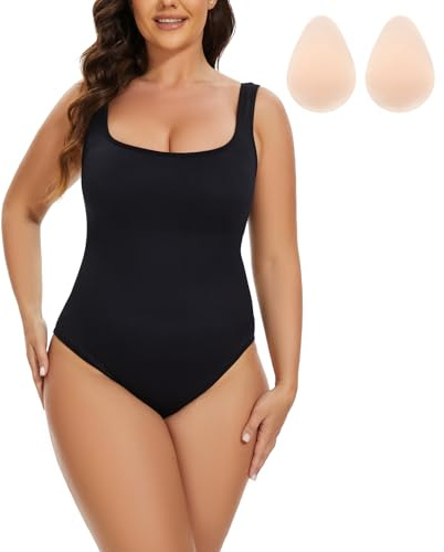 piannao Shapewear Damen Body Shper Bauchweg Bodysuit Formender Vielseitige Frauen atmungsaktiven Bodysuit mit Bein Shorts Bodysuit Verstellbarer Schultergurt Formende Bodys Figurformende Tank Tops
