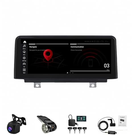 1 Series F20 F21 Android 14 Car Stereo 10.25 Touch Screen, Bluetooth, Wireless CarPlay, GPS Navigation, WiFi, Reverse Camera, Steering Wheel Control (W200 6+)