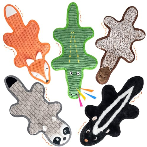 Ousiya 5-pack gnisslande hundleksaker med skrynkligt papper, ingen fyllning hundleksak för stora hundar, säker husdjursleksak för små till stora raser, perfekt för valpgåvor och dragkliga