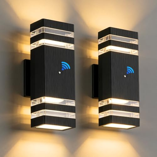 CANMEIJIA Dusk to Dawn Outdoor Sconce Lights 2 Packs,GU10 3000K Exterior Wall Light IP65 Waterproof Aluminum Outdoor House Lights Wall Mount for House Garage Patio Garden