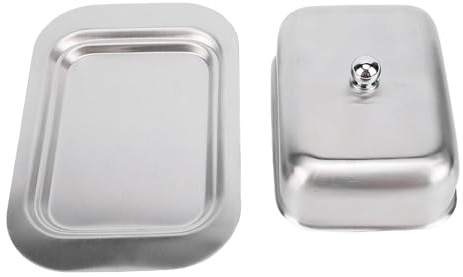 SIXRUN Mantequera de Acero Inoxidable con Tapa, Caja de Almacenamiento de Cocina de Calidad Alimentaria para Mantequilla y Queso, 17,9x12,2 Cm, Apta para Lavavajillas con Sello Hermético