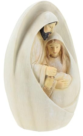 Presepe - Statua della Sacra Famiglia, Decorazione natalizia in resina, colorazione rifinita a mano, fondo base ponderata, esposizione religiosa figurativa, accento decorativo per le vacanze, ideale