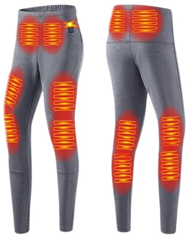 Elektriska uppvärmda byxor, termiska baslagerleggings för kvinnor med 3 värmenivåer, 12 zoner uppvärmda långkalsonger för jakt