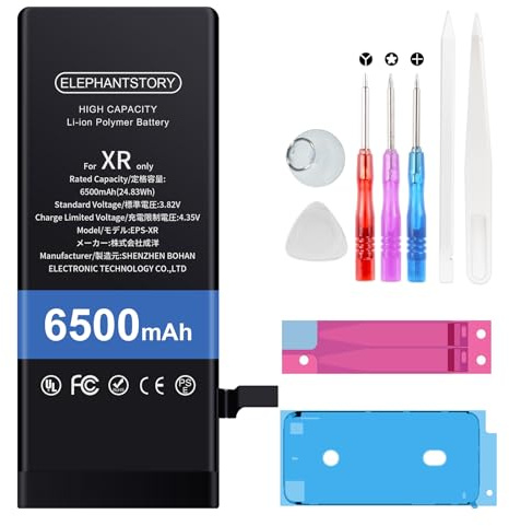 ElephantStory Batterie pour iPhone XR, 6500 mAh Batterie de Remplacement avec Guide et Tous Les Outils de Réparation